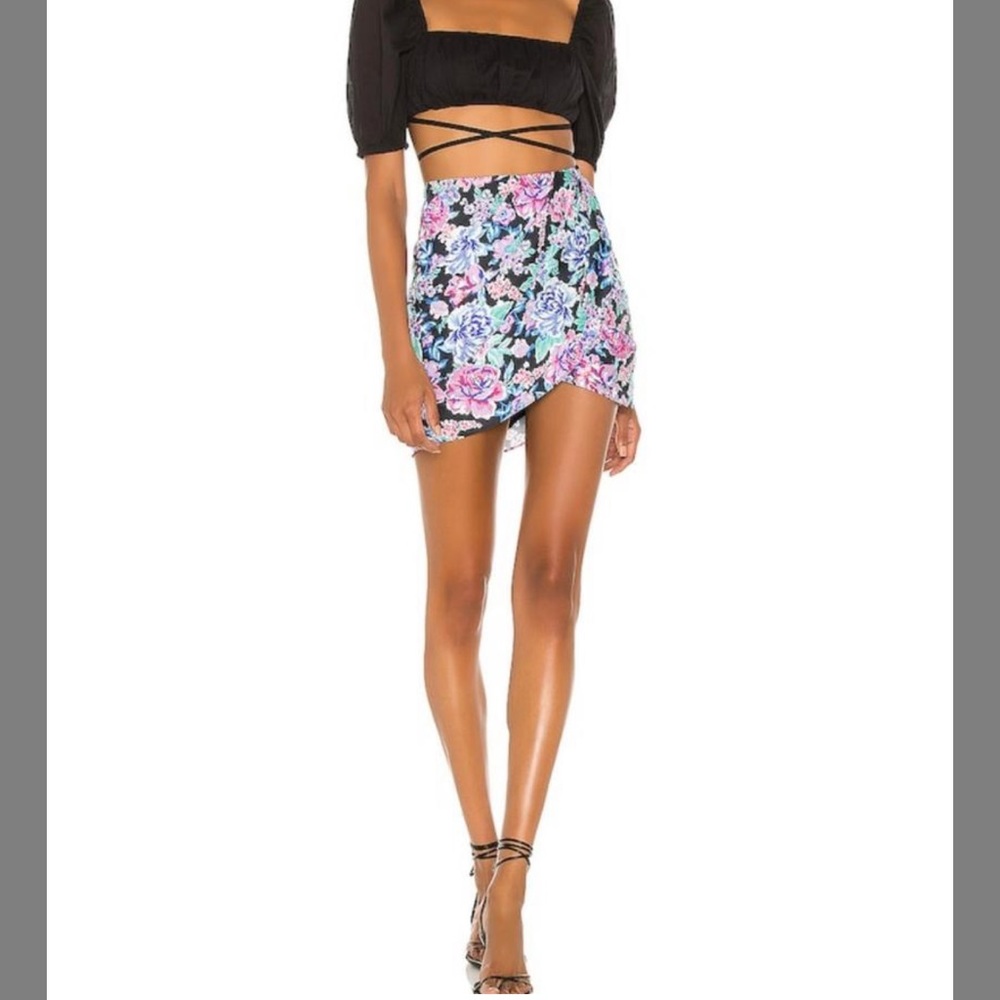 For Love and Lemons Morgan Skirt Floral flowers club sexy purple black